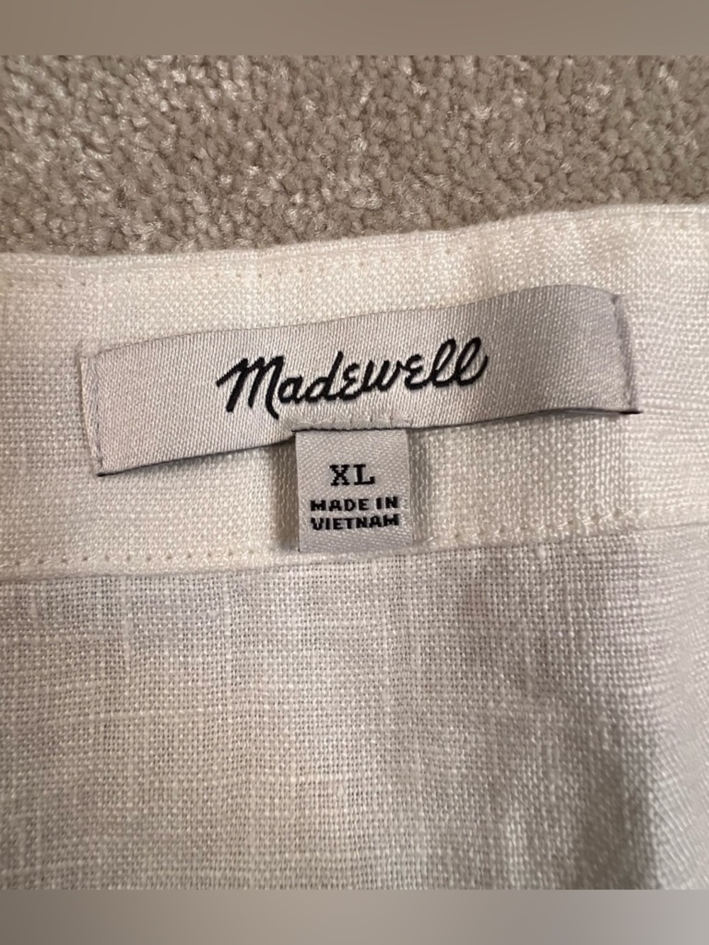 Madewell 100% Linen Shirt Short Sleeve Off White Lightweight Women's XL - Picture 6 of 7